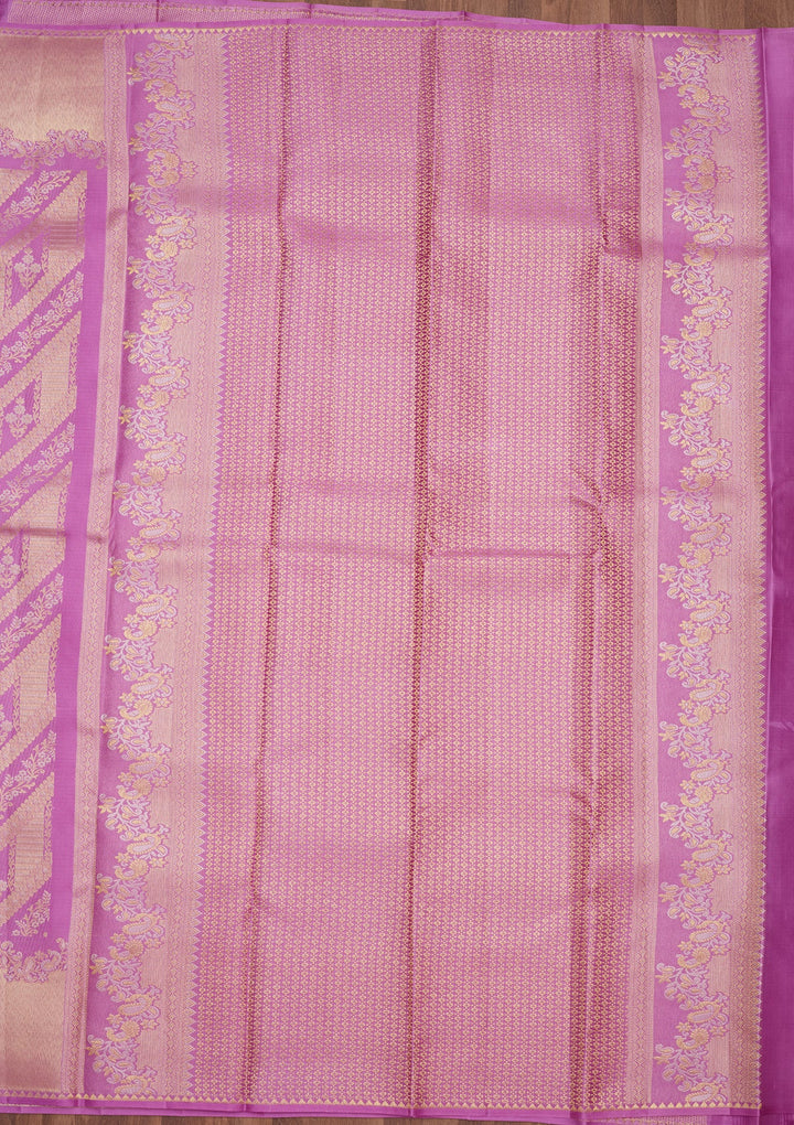 Lavender Zariwork (Gold) Pure Silk Saree