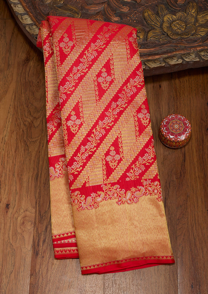 Red Zariwork (Gold) Pure Silk Saree
