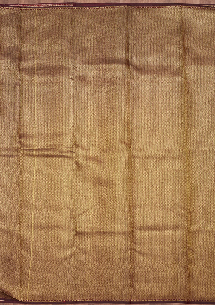 Wine Zariwork (Gold) Pure Silk Saree