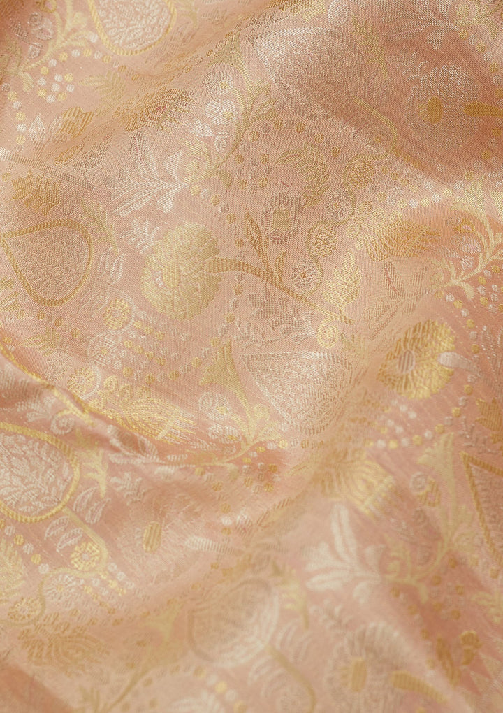 Beige Zariwork (Gold) Pure Silk Saree