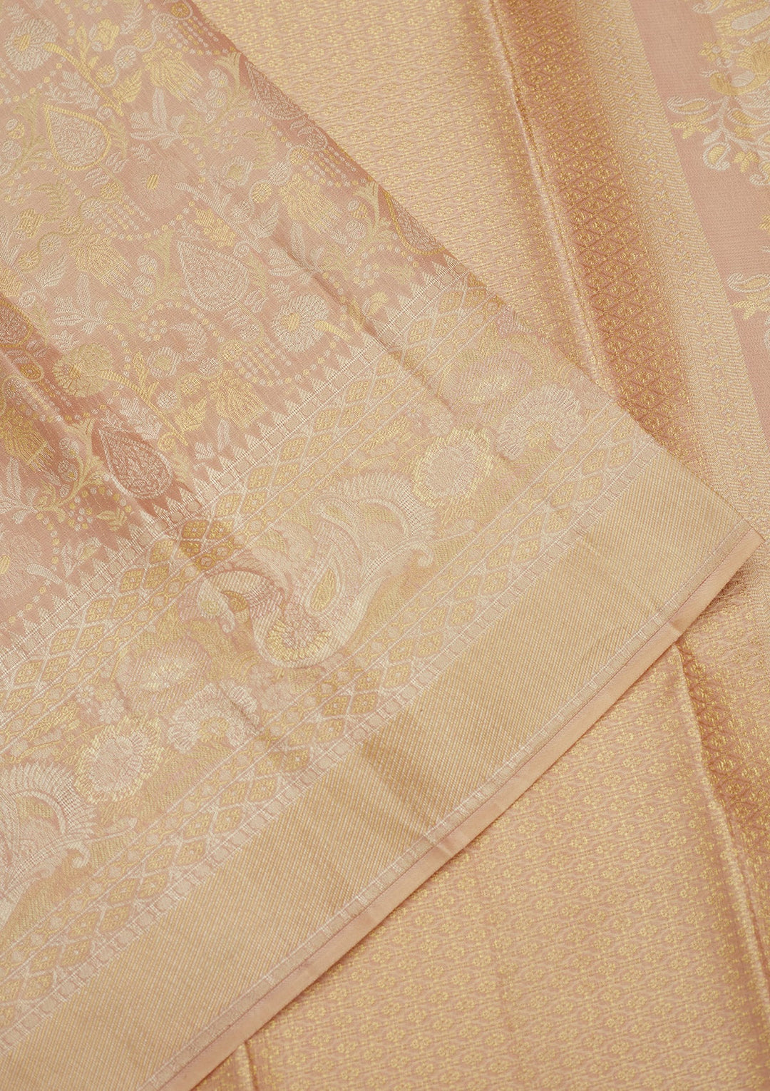 Beige Zariwork (Gold) Pure Silk Saree