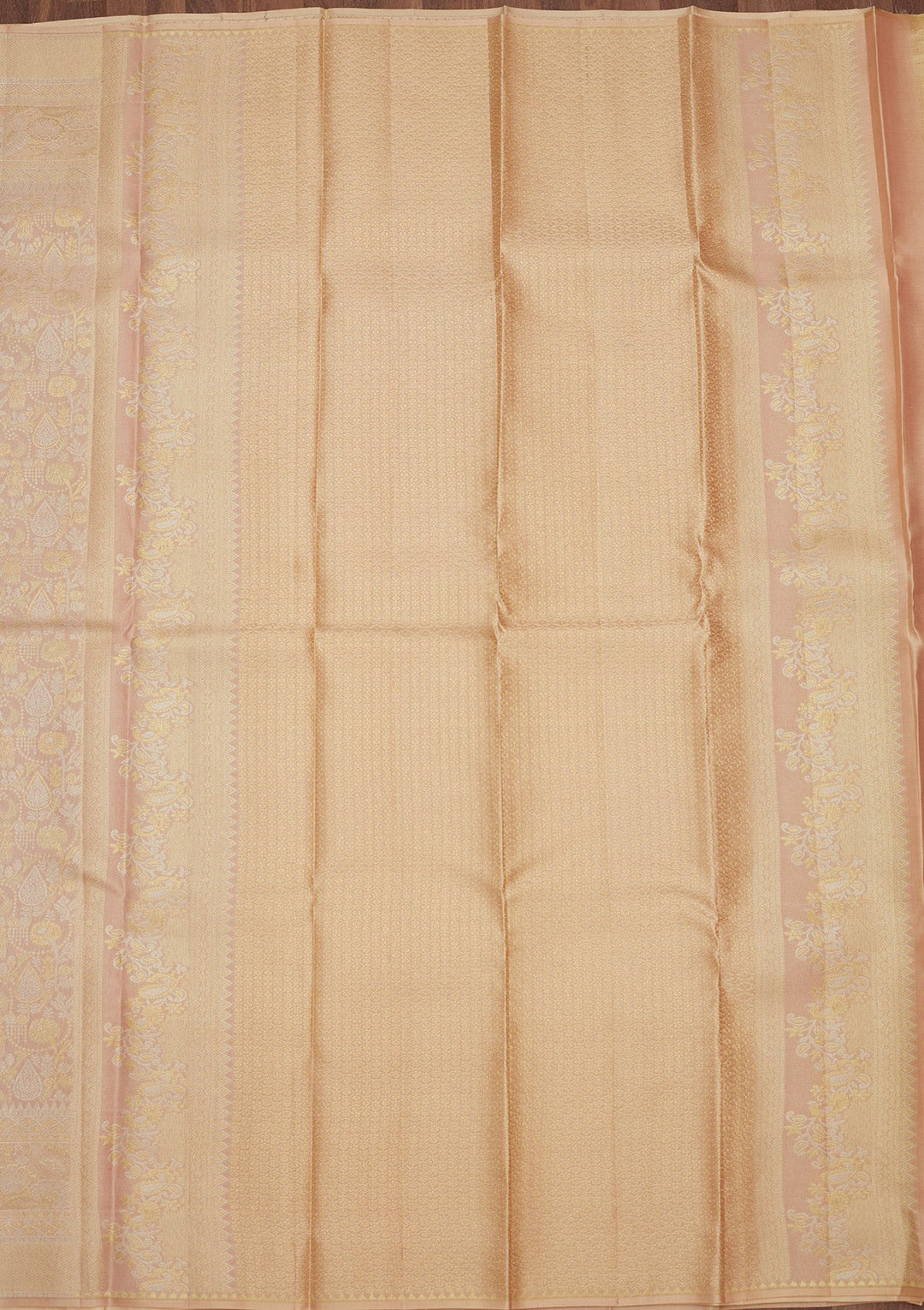 Beige Zariwork (Gold) Pure Silk Saree
