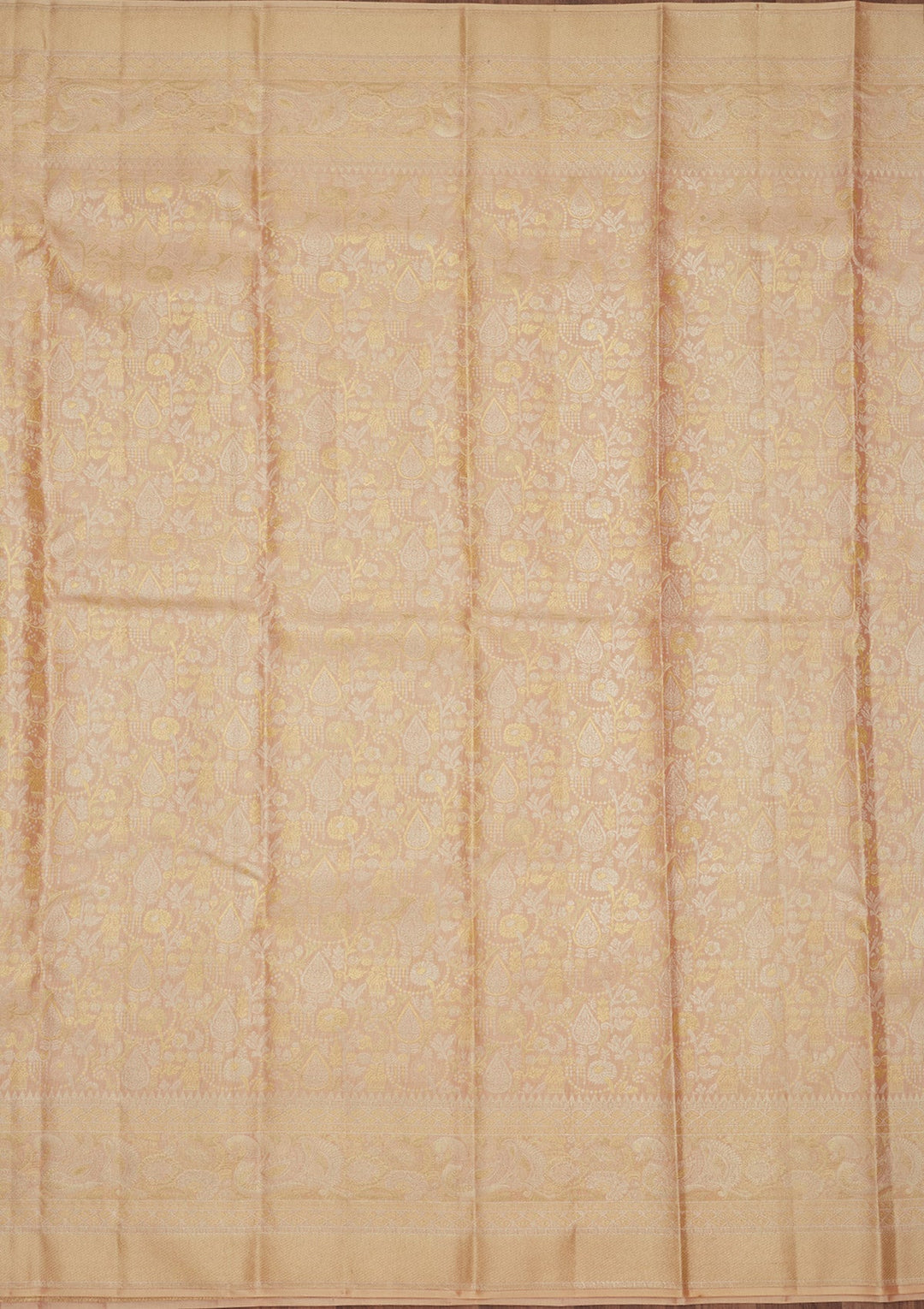 Beige Zariwork (Gold) Pure Silk Saree