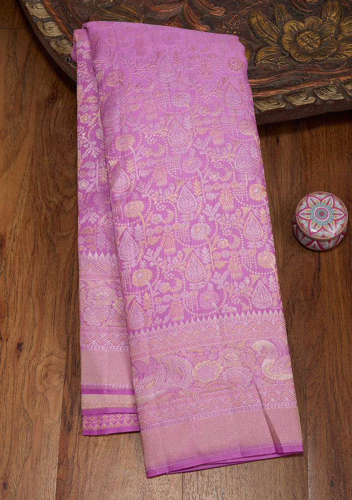 Lavender Zariwork (Gold) Pure Silk Saree