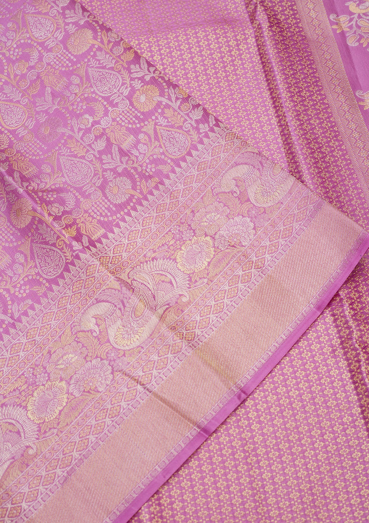 Lavender Zariwork (Gold) Pure Silk Saree