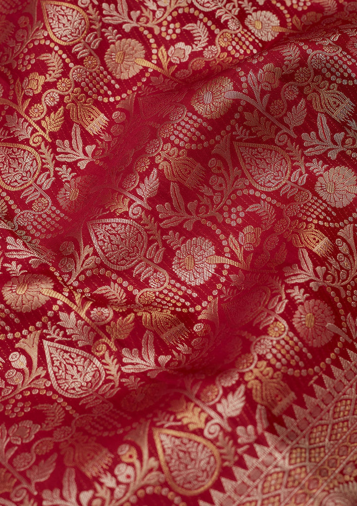Maroon Zariwork (Gold) Pure Silk Saree