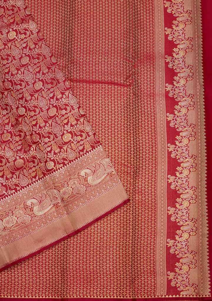 Maroon Zariwork (Gold) Pure Silk Saree