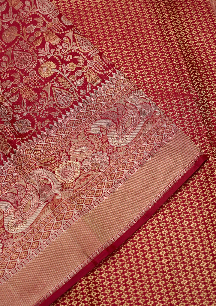 Maroon Zariwork (Gold) Pure Silk Saree