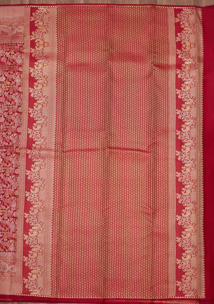 Maroon Zariwork (Gold) Pure Silk Saree