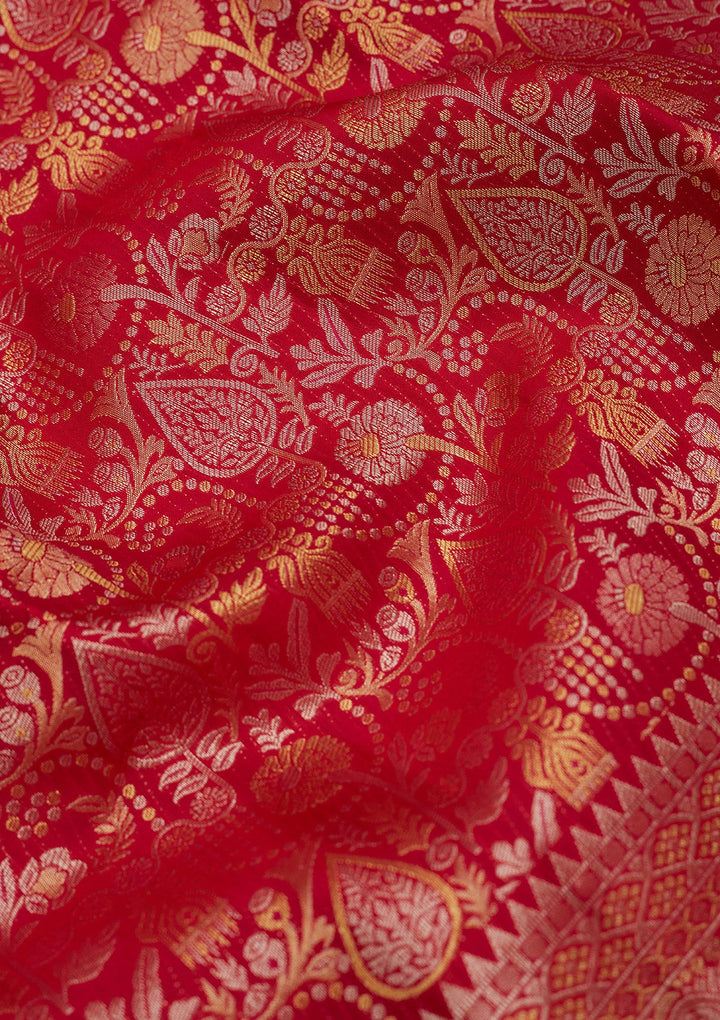 Rani Pink Zariwork (Gold) Pure Silk Saree