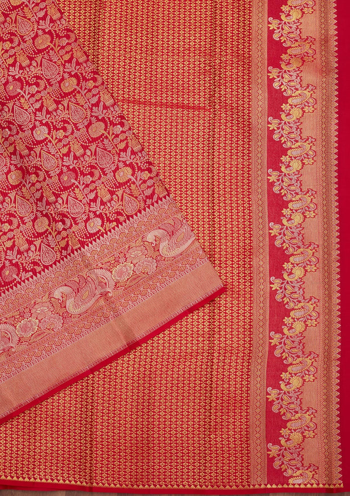 Rani Pink Zariwork (Gold) Pure Silk Saree