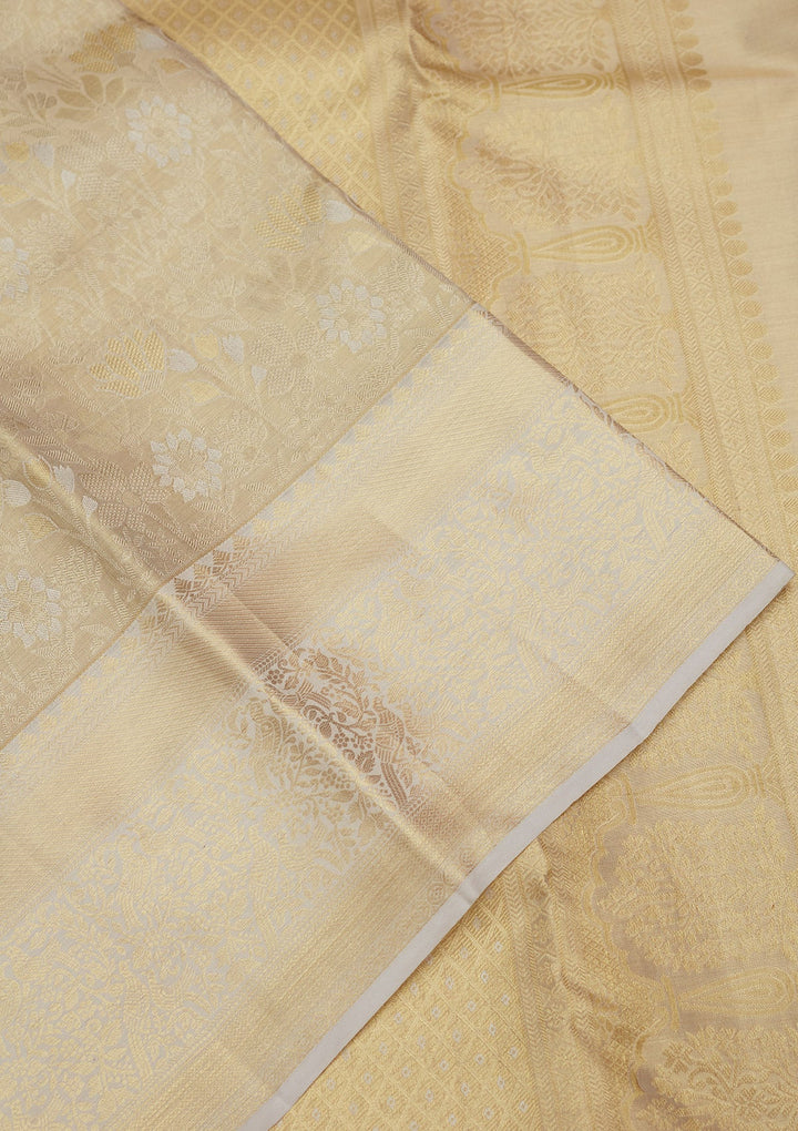 White Zariwork (Gold) Pure Silk Saree