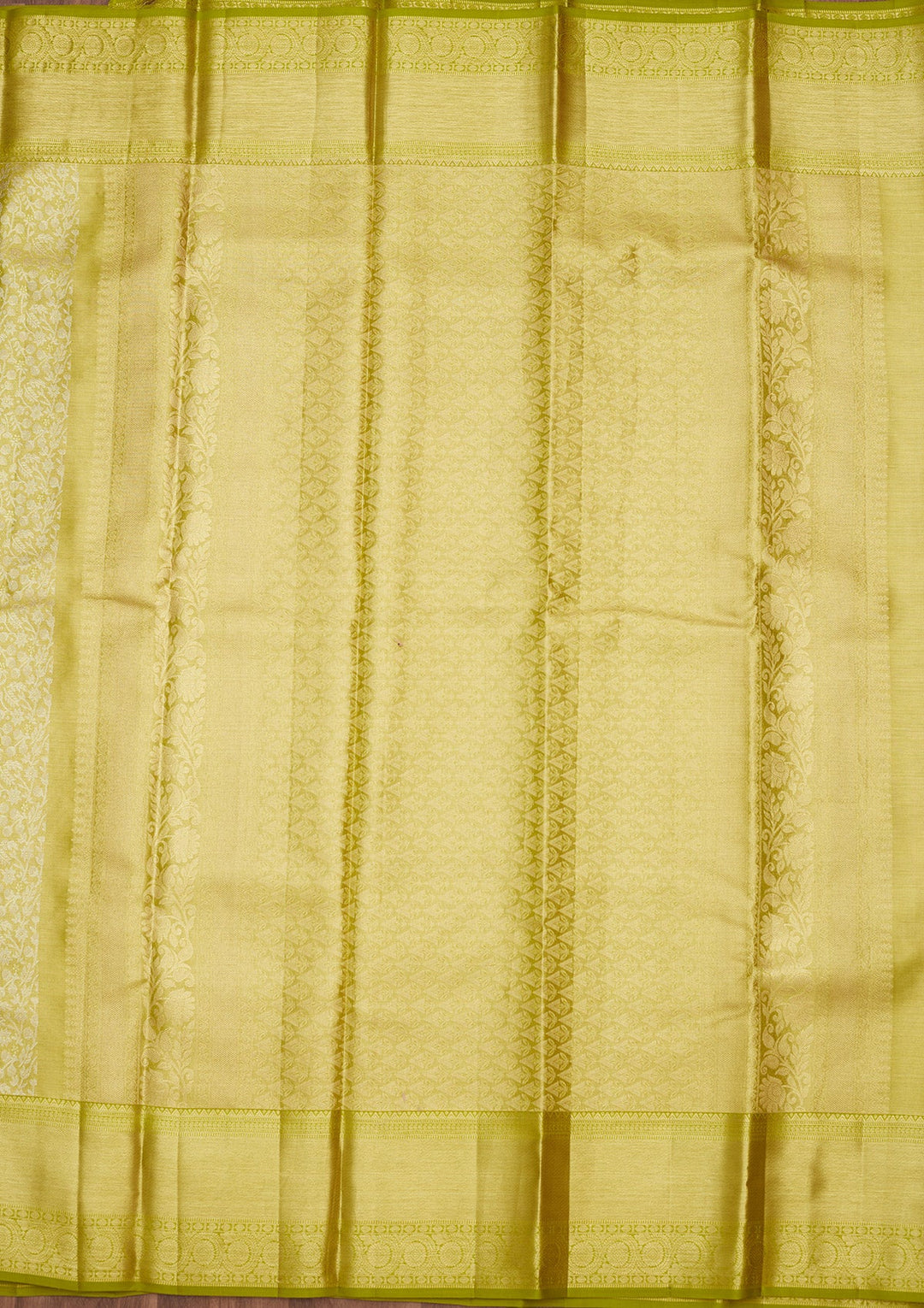 Lime Green Zariwork (Gold) Pure Silk Saree