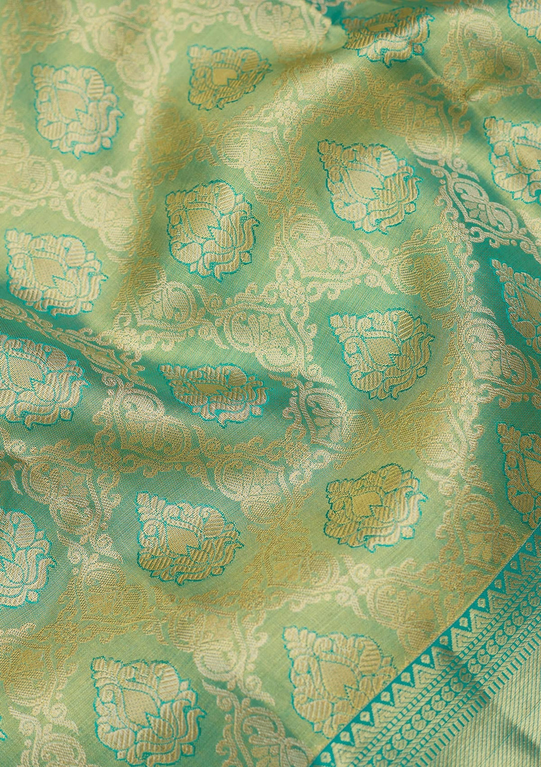 Sea Green Zariwork (Gold) Pure Silk Saree