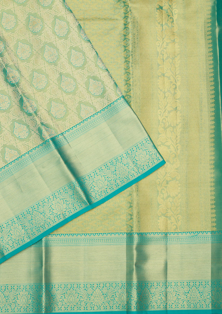 Sea Green Zariwork (Gold) Pure Silk Saree