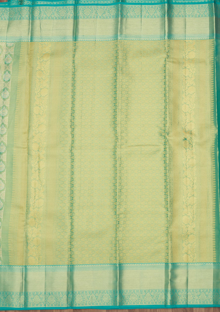 Sea Green Zariwork (Gold) Pure Silk Saree
