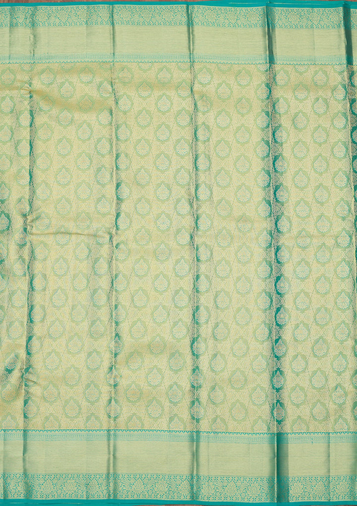 Sea Green Zariwork (Gold) Pure Silk Saree