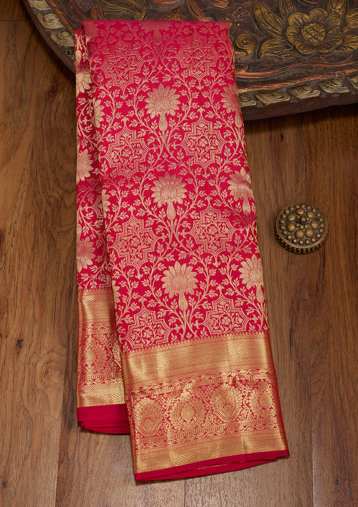 Rani Pink Zariwork (Gold) Pure Silk Saree