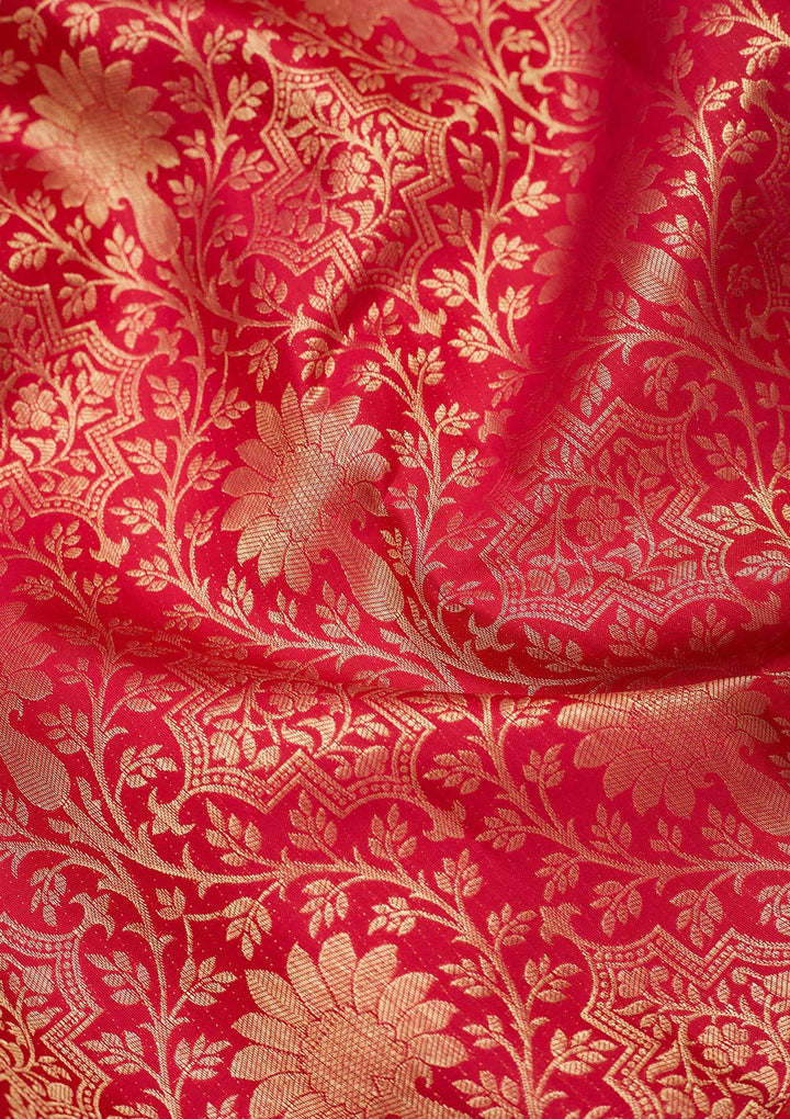 Rani Pink Zariwork (Gold) Pure Silk Saree