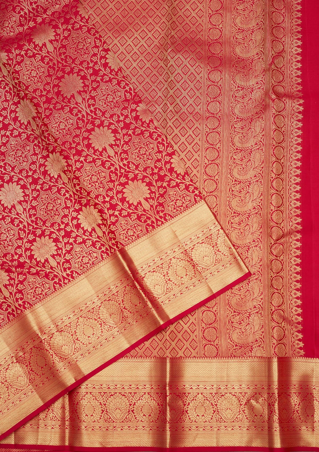 Rani Pink Zariwork (Gold) Pure Silk Saree