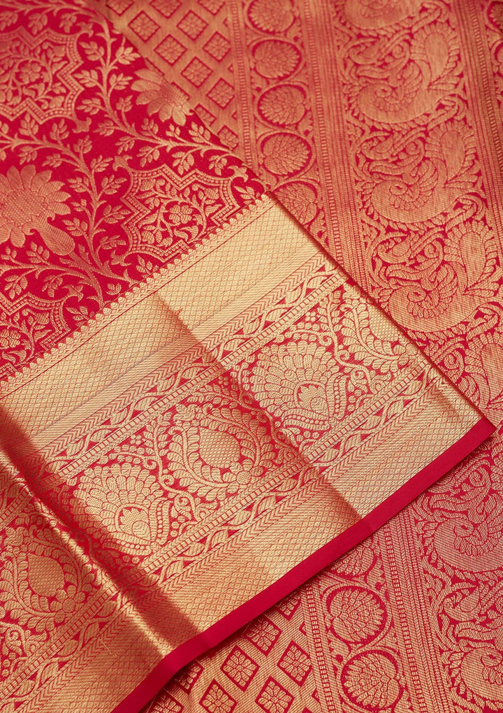 Rani Pink Zariwork (Gold) Pure Silk Saree