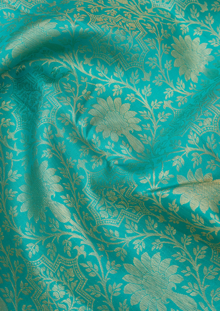Turquoise Blue Dharmavaram Pure Silk Saree