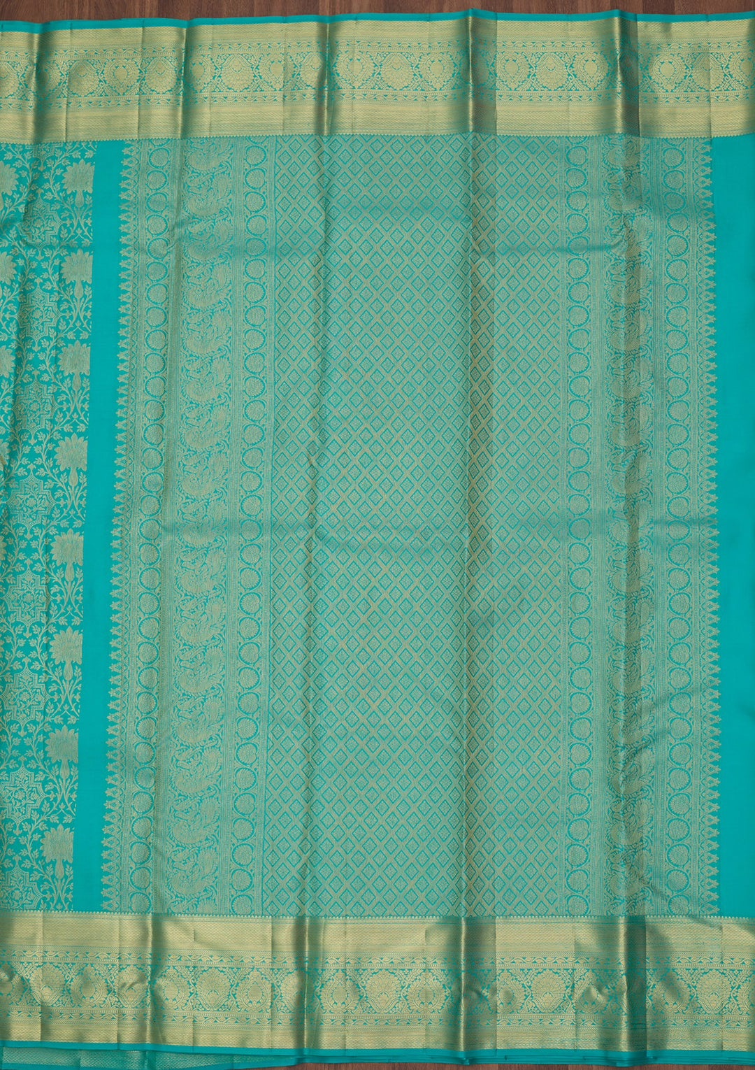 Turquoise Blue Dharmavaram Pure Silk Saree