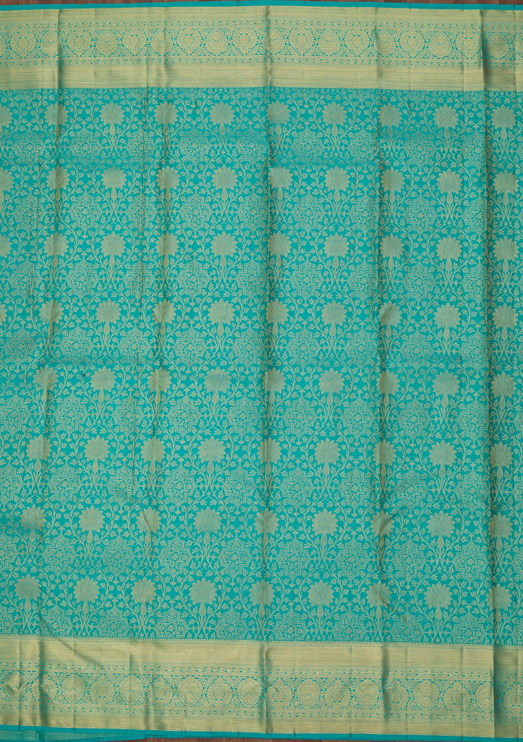 Turquoise Blue Dharmavaram Pure Silk Saree