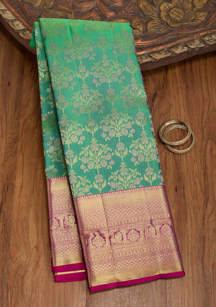 Rama Green Dharmavaram Pure Silk Saree
