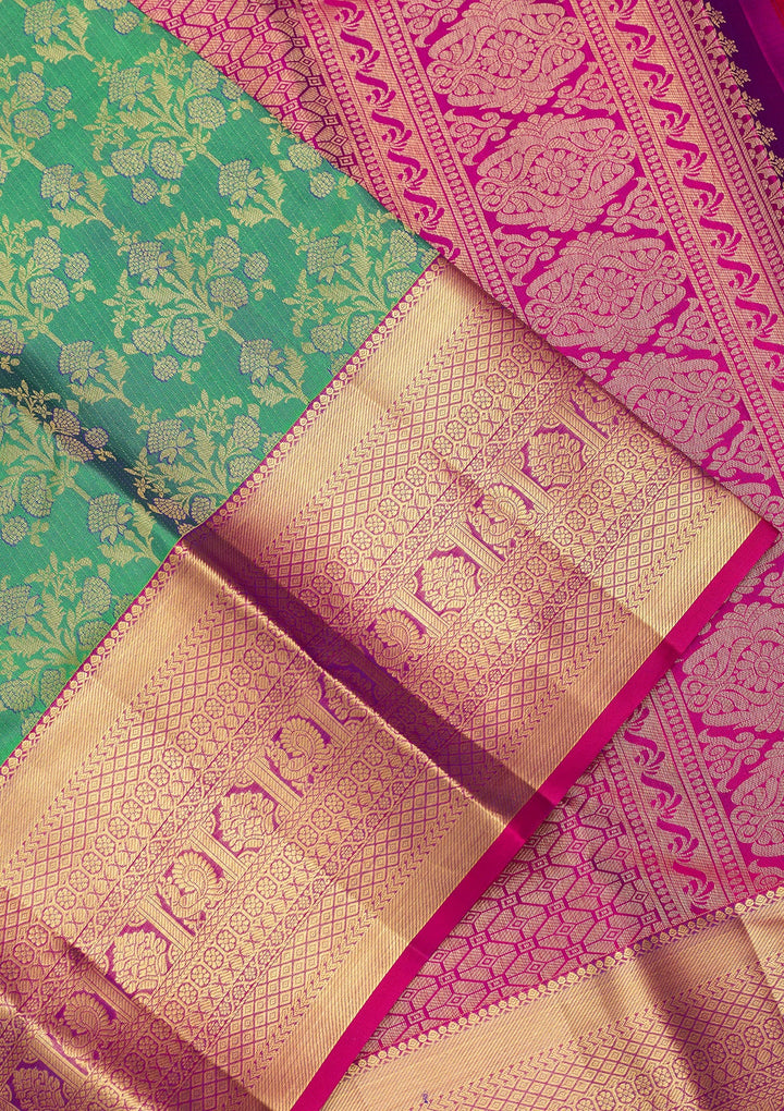 Rama Green Dharmavaram Pure Silk Saree
