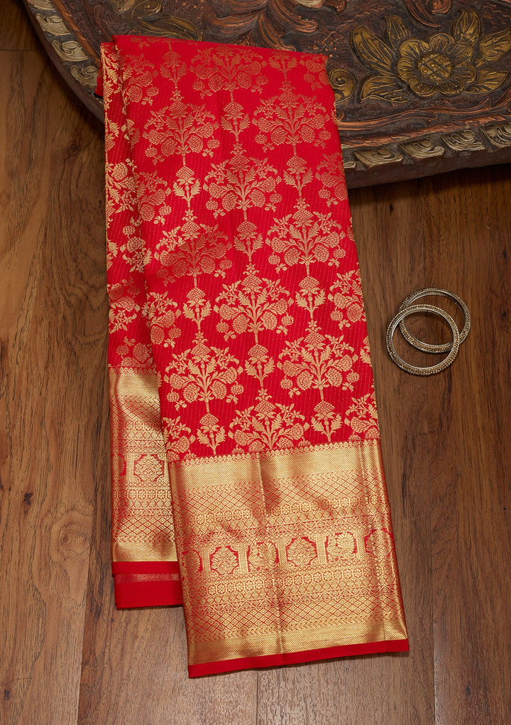 Red Zariwork (Gold) Pure Silk Saree
