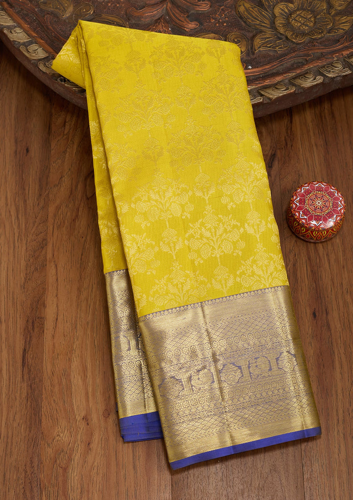 Yellow Dharmavaram Pure Silk Saree