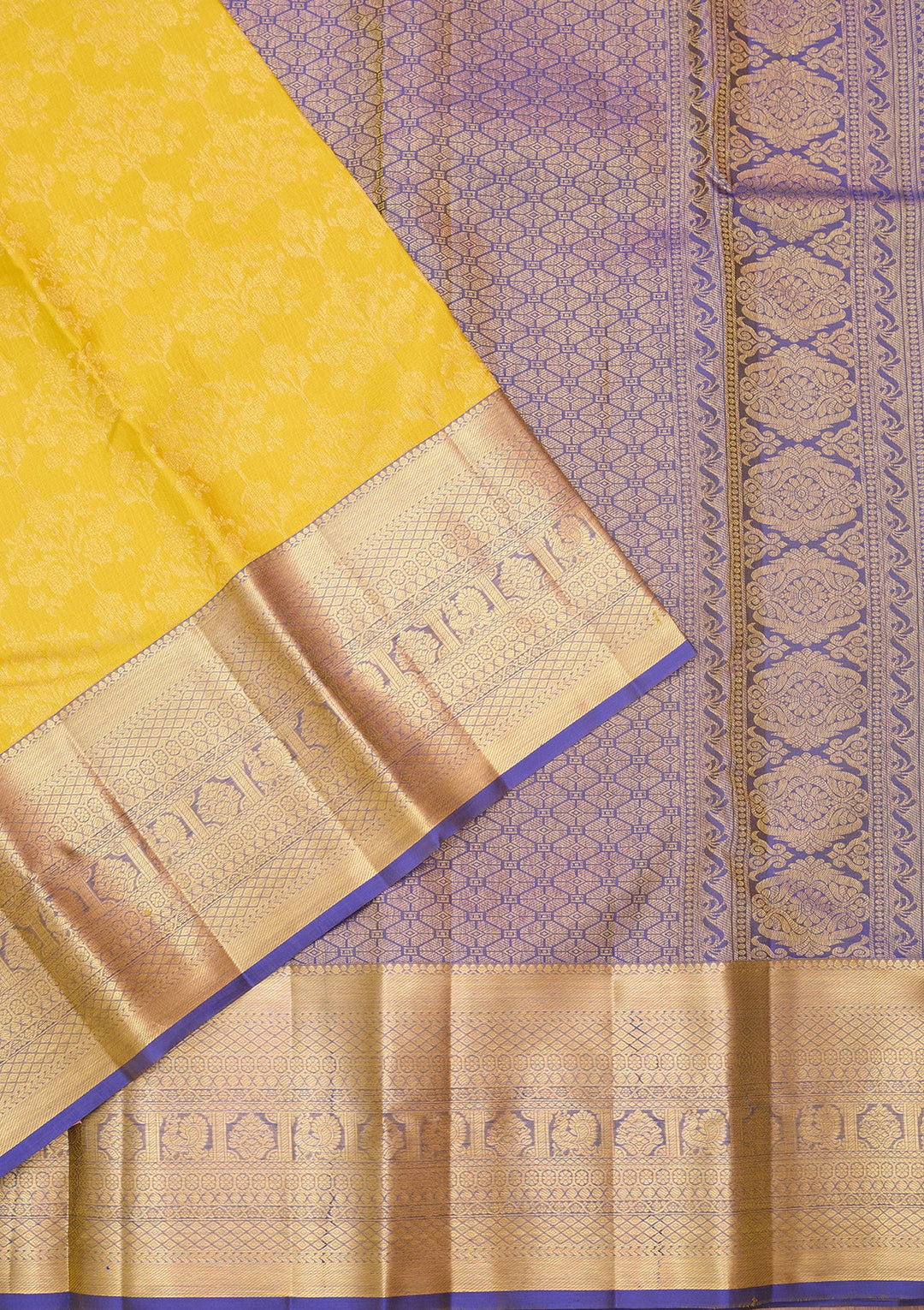 Yellow Dharmavaram Pure Silk Saree