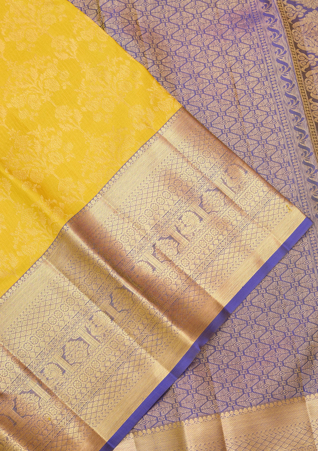 Yellow Dharmavaram Pure Silk Saree