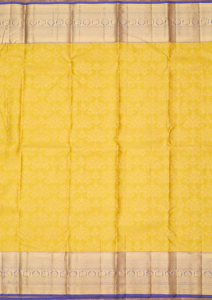 Yellow Dharmavaram Pure Silk Saree
