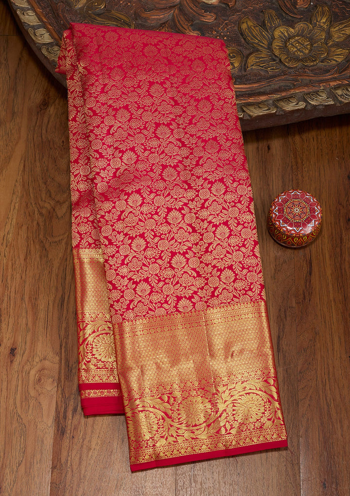 Rani Pink Zariwork (Gold) Pure Silk Saree