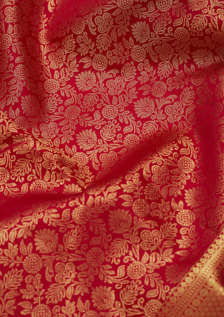 Rani Pink Zariwork (Gold) Pure Silk Saree
