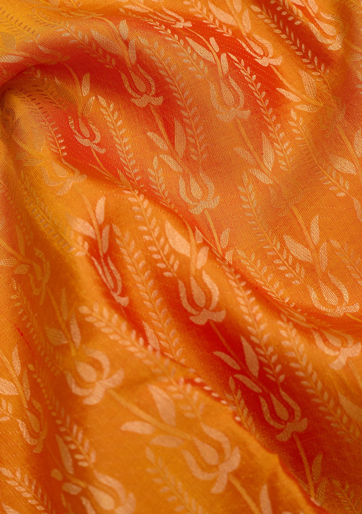 Mustard Dharmavaram Pure Silk Saree