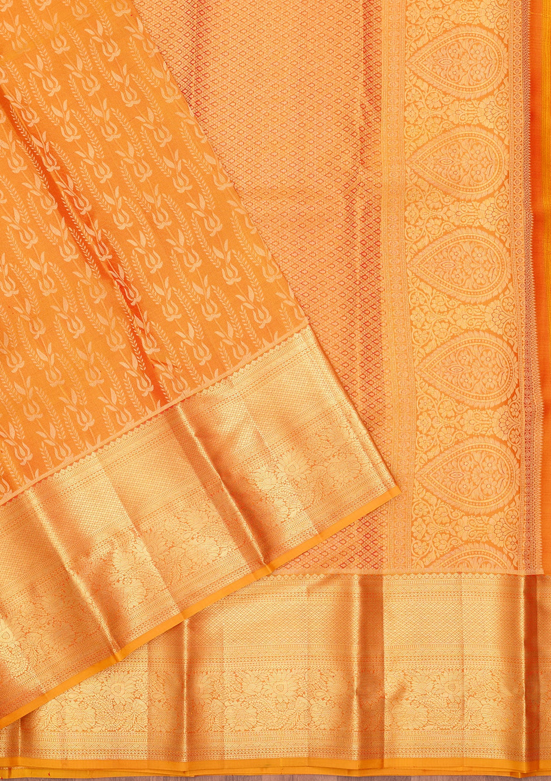 Mustard Dharmavaram Pure Silk Saree