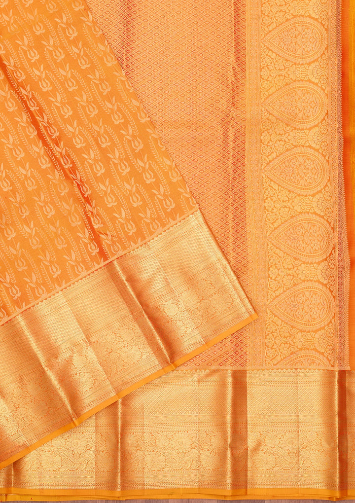 Mustard Dharmavaram Pure Silk Saree