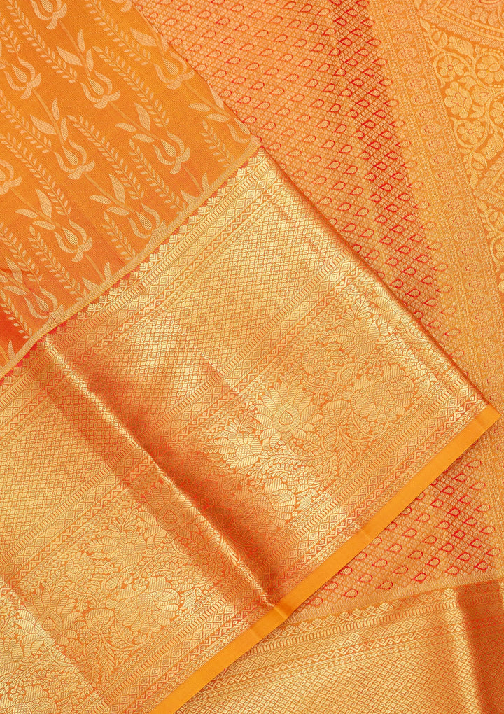 Mustard Dharmavaram Pure Silk Saree