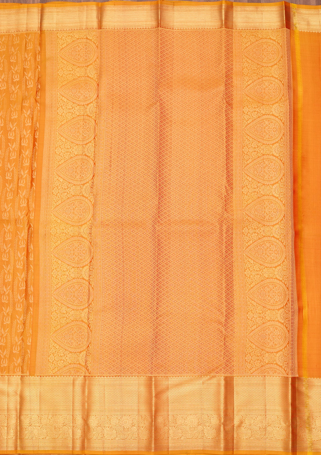 Mustard Dharmavaram Pure Silk Saree