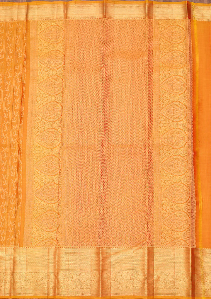 Mustard Dharmavaram Pure Silk Saree