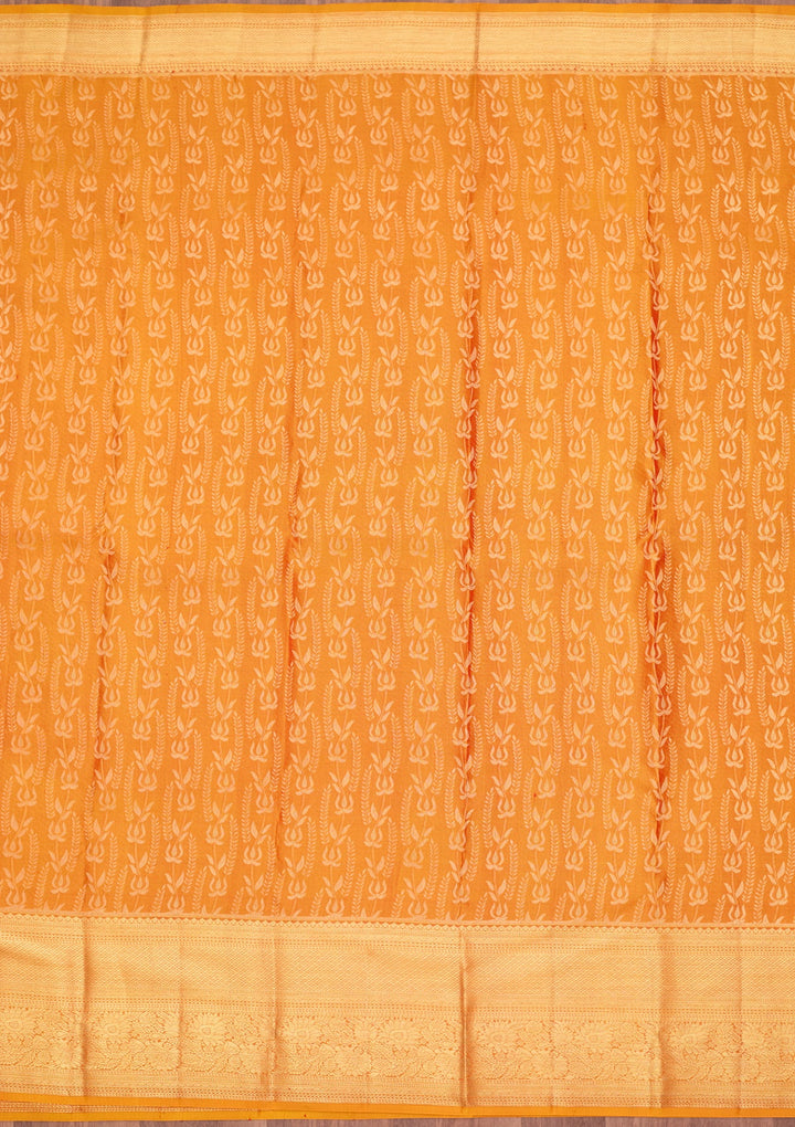 Mustard Dharmavaram Pure Silk Saree