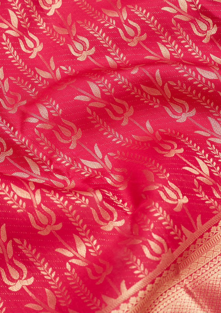 Rani Pink Zariwork (Gold) Pure Silk Saree