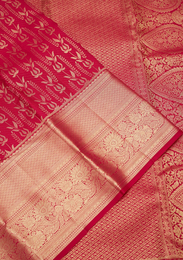 Rani Pink Zariwork (Gold) Pure Silk Saree