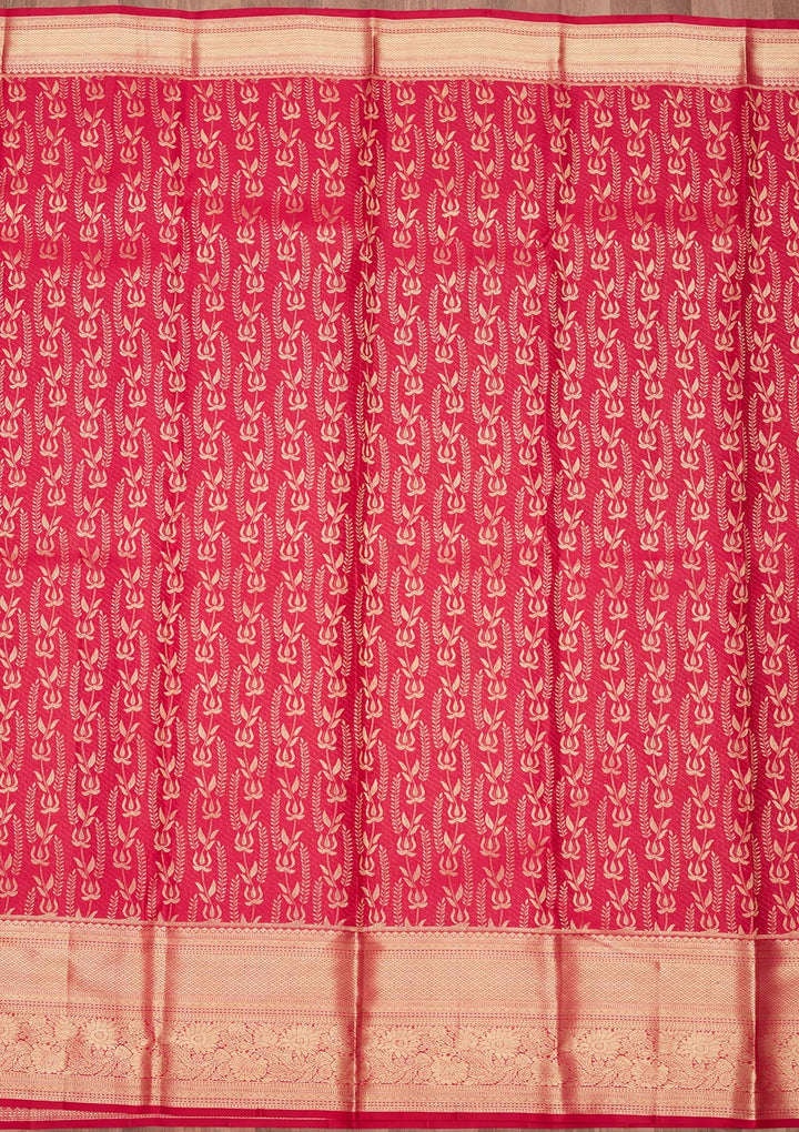 Rani Pink Zariwork (Gold) Pure Silk Saree