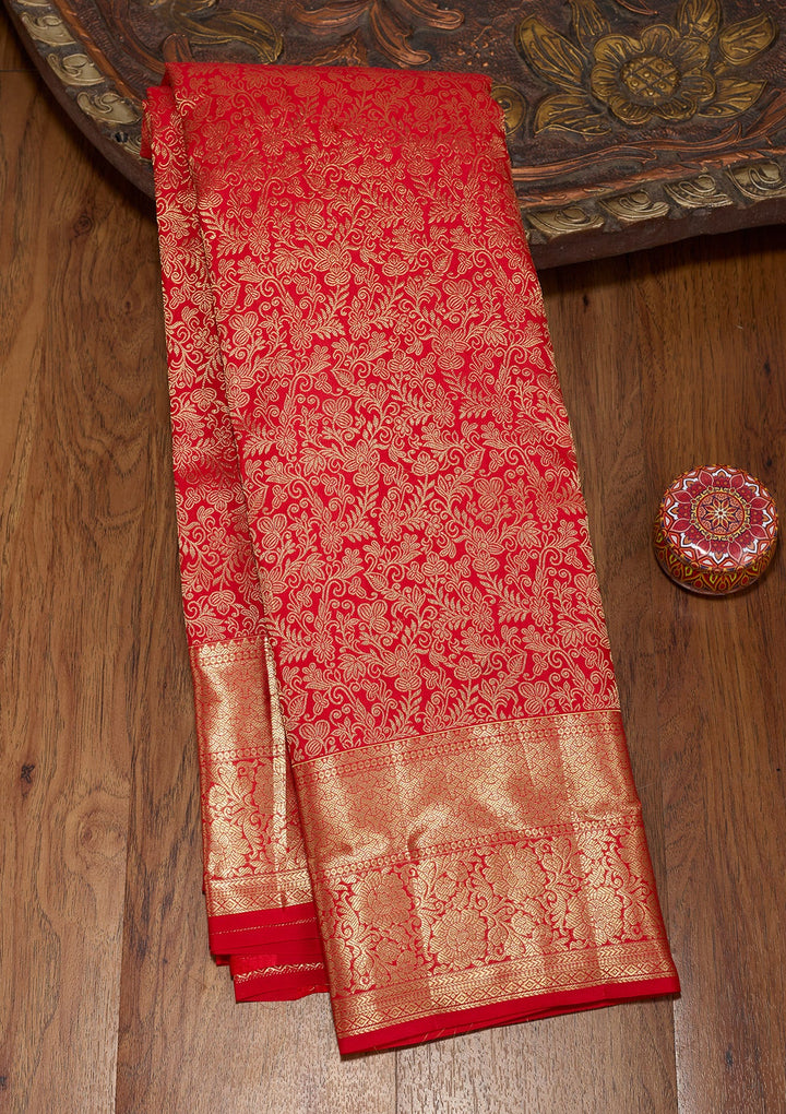 Red Zariwork (Gold) Pure Silk Saree