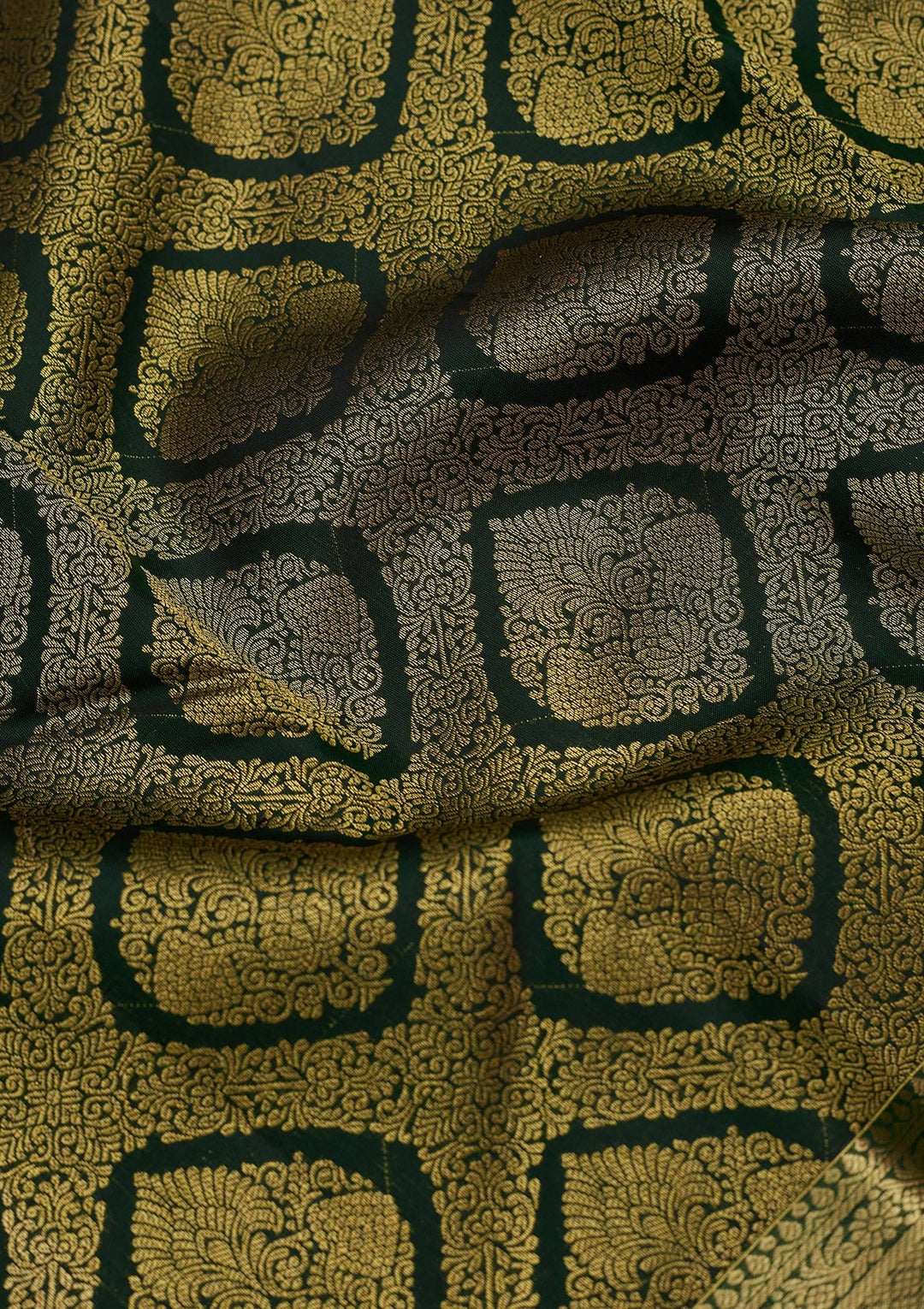 Bottle Green Zariwork (Gold) Pure Silk Saree