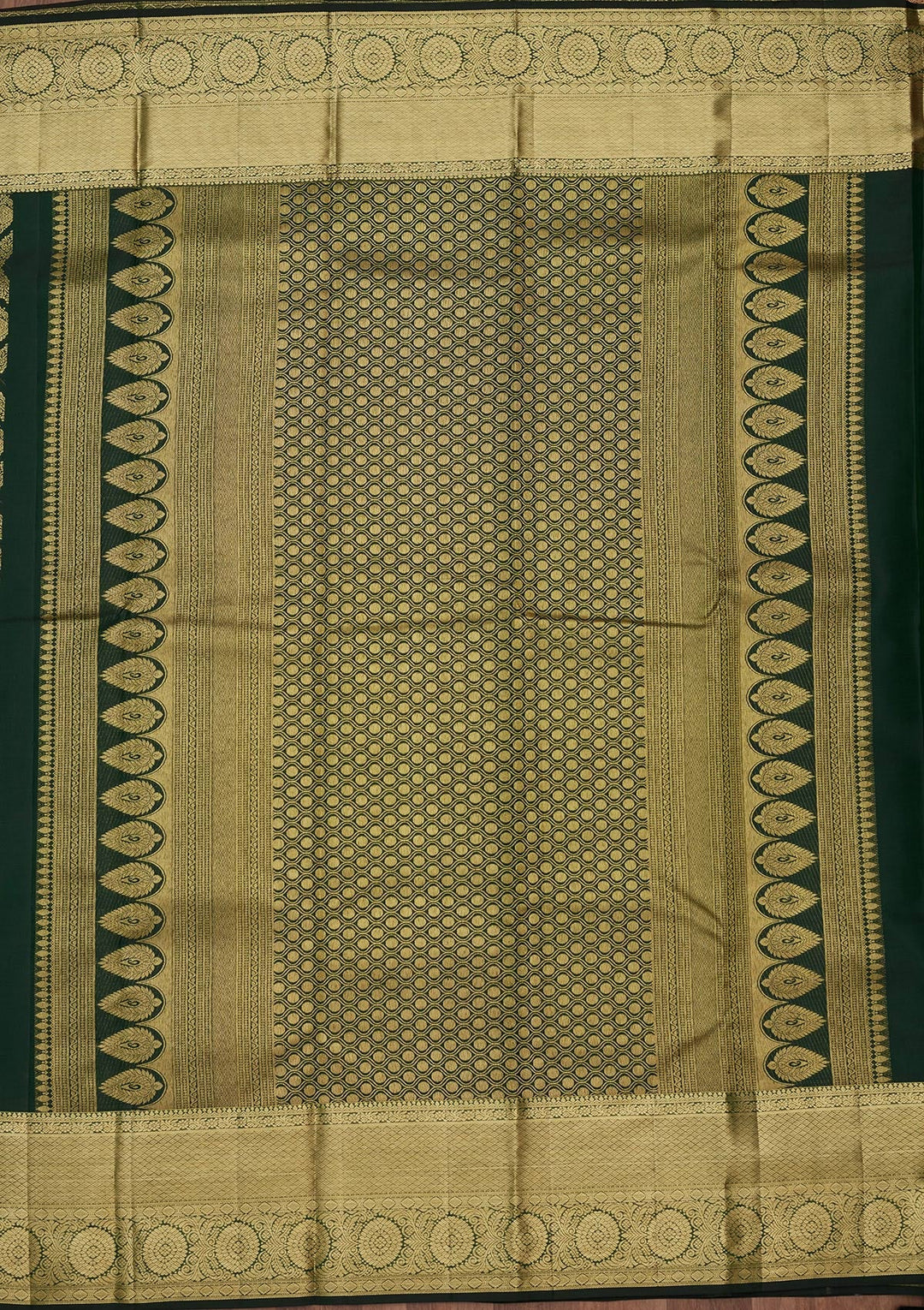 Bottle Green Zariwork (Gold) Pure Silk Saree